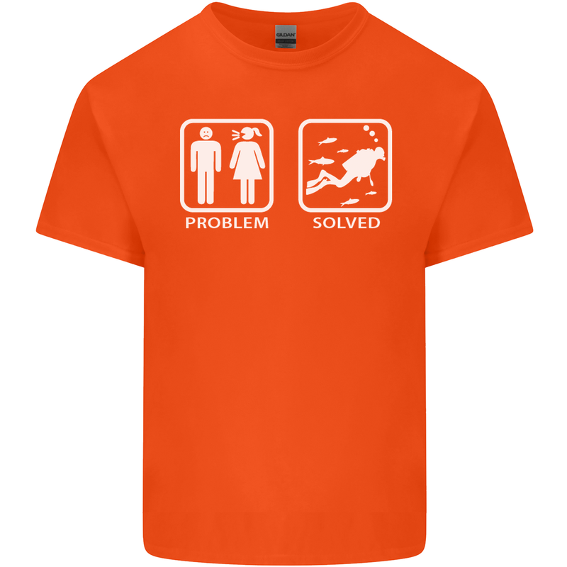 Scuba Diving Problem Solved Mens Cotton T-Shirt Tee Top Orange