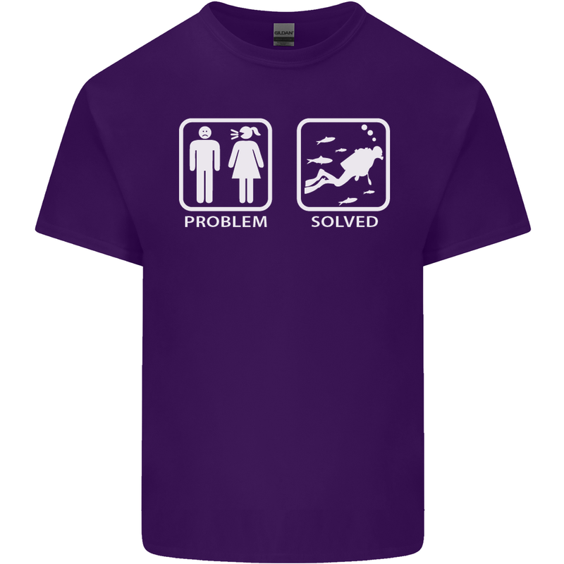 Scuba Diving Problem Solved Mens Cotton T-Shirt Tee Top Purple