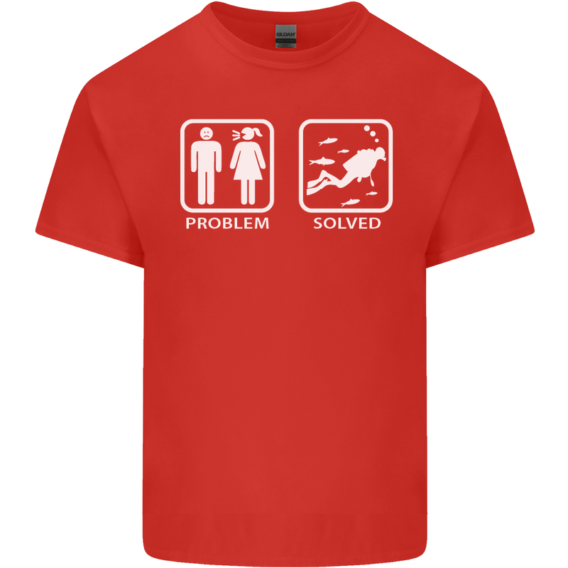 Scuba Diving Problem Solved Mens Cotton T-Shirt Tee Top Red