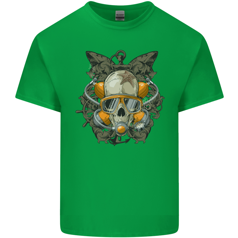 Scuba Diving Skull Diver Dive Mens Cotton T-Shirt Tee Top Irish Green