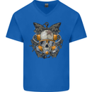 Scuba Diving Skull Diver Dive Mens V-Neck Cotton T-Shirt Royal Blue