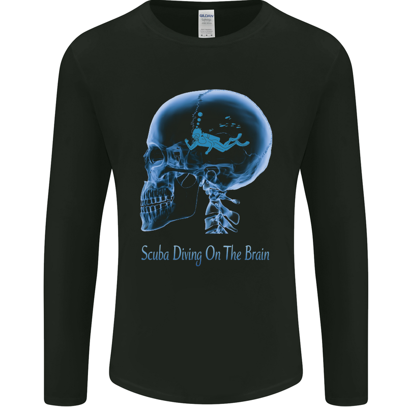 Scuba Diving on the Brain Diver Dive Mens Long Sleeve T-Shirt Black