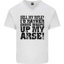 Sell My Rifle? Soldier Farmer Farming Range Mens V-Neck Cotton T-Shirt White