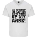 Sell My Tractor? Farmer Farming Driver Mens V-Neck Cotton T-Shirt White