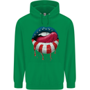 Sexy USA Flag Lips America July 4th Childrens Kids Hoodie Irish Green
