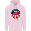 Sexy USA Flag Lips America July 4th Childrens Kids Hoodie Light Pink