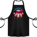 Sexy USA Flag Lips America July 4th Cotton Apron 100% Organic Black