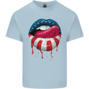 Sexy USA Flag Lips America July 4th Kids T-Shirt Childrens Light Blue