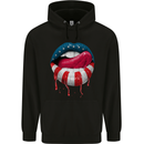 Sexy USA Flag Lips America July 4th Mens 80% Cotton Hoodie Black