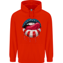 Sexy USA Flag Lips America July 4th Mens 80% Cotton Hoodie Bright Red