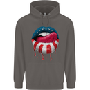 Sexy USA Flag Lips America July 4th Mens 80% Cotton Hoodie Charcoal