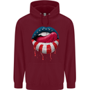Sexy USA Flag Lips America July 4th Mens 80% Cotton Hoodie Maroon