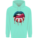 Sexy USA Flag Lips America July 4th Mens 80% Cotton Hoodie Peppermint