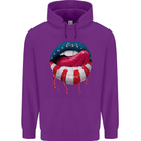 Sexy USA Flag Lips America July 4th Mens 80% Cotton Hoodie Purple