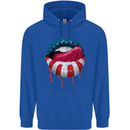 Sexy USA Flag Lips America July 4th Mens 80% Cotton Hoodie Royal Blue