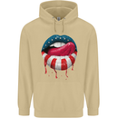 Sexy USA Flag Lips America July 4th Mens 80% Cotton Hoodie Sand