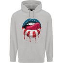 Sexy USA Flag Lips America July 4th Mens 80% Cotton Hoodie Sports Grey