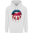 Sexy USA Flag Lips America July 4th Mens 80% Cotton Hoodie White