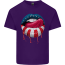 Sexy USA Flag Lips America July 4th Mens Cotton T-Shirt Tee Top Purple
