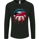 Sexy USA Flag Lips America July 4th Mens Long Sleeve T-Shirt Black