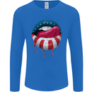 Sexy USA Flag Lips America July 4th Mens Long Sleeve T-Shirt Royal Blue