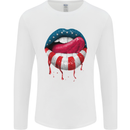 Sexy USA Flag Lips America July 4th Mens Long Sleeve T-Shirt White