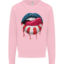Sexy USA Flag Lips America July 4th Mens Sweatshirt Jumper Light Pink