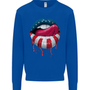 Sexy USA Flag Lips America July 4th Mens Sweatshirt Jumper Royal Blue