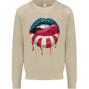 Sexy USA Flag Lips America July 4th Mens Sweatshirt Jumper Sand