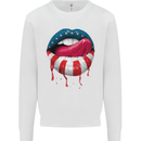 Sexy USA Flag Lips America July 4th Mens Sweatshirt Jumper White
