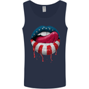 Sexy USA Flag Lips America July 4th Mens Vest Tank Top Navy Blue