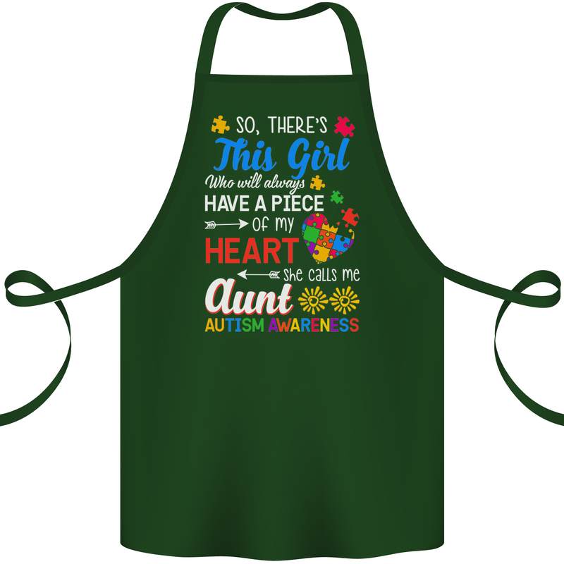 She Calls Me Aunt Autistic Autism Aunty ASD Cotton Apron 100% Organic Forest Green