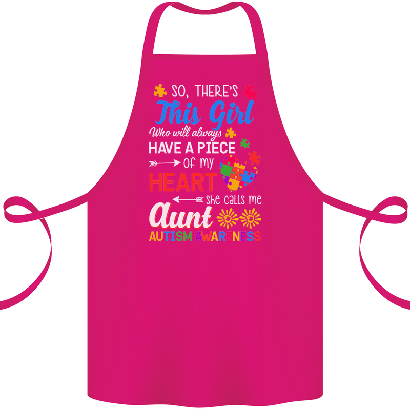 She Calls Me Aunt Autistic Autism Aunty ASD Cotton Apron 100% Organic Pink