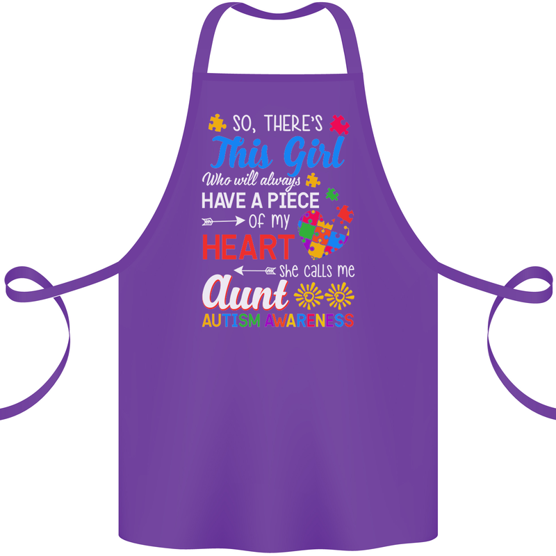 She Calls Me Aunt Autistic Autism Aunty ASD Cotton Apron 100% Organic Purple