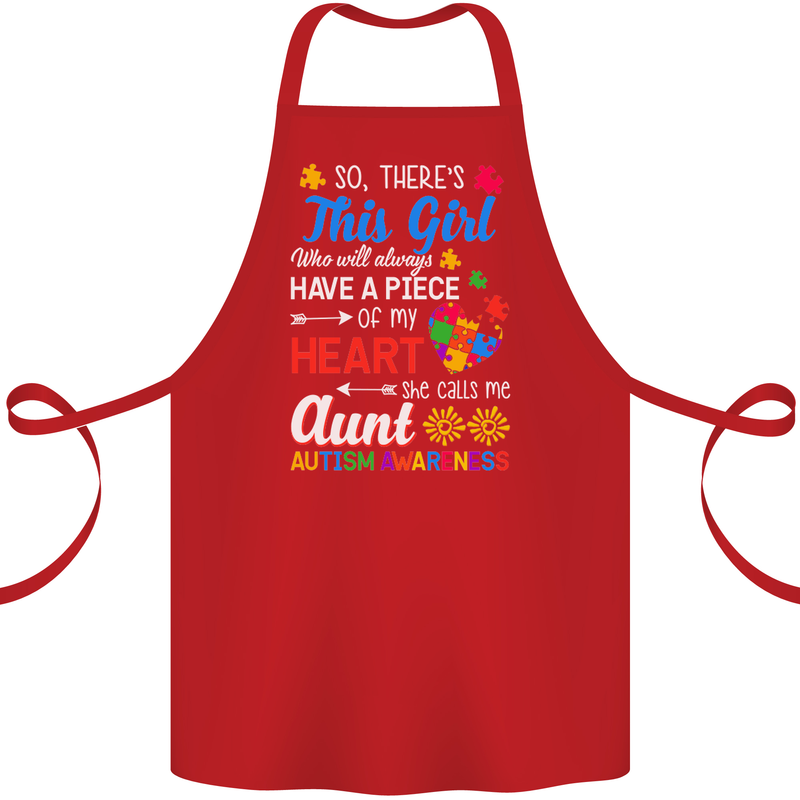 She Calls Me Aunt Autistic Autism Aunty ASD Cotton Apron 100% Organic Red