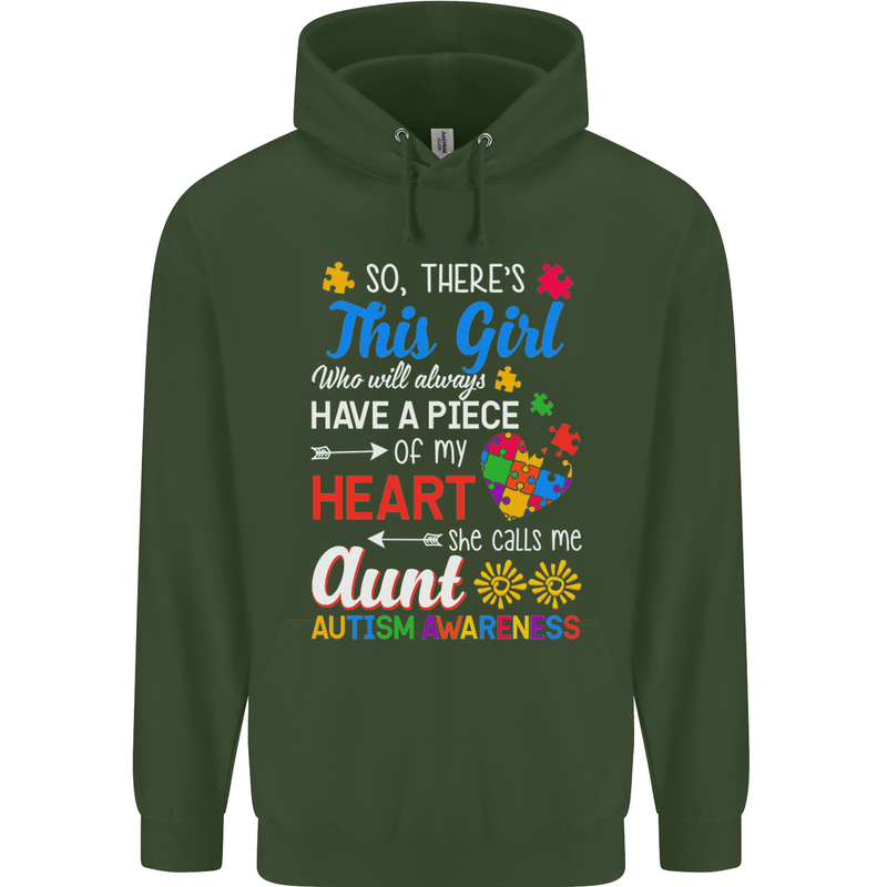 She Calls Me Aunt Autistic Autism Aunty ASD Mens 80% Cotton Hoodie Forest Green