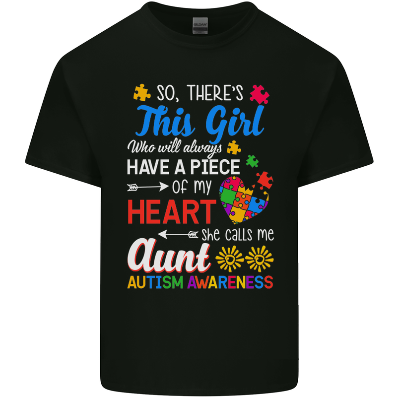 She Calls Me Aunt Autistic Autism Aunty ASD Mens Cotton T-Shirt Tee Top Black
