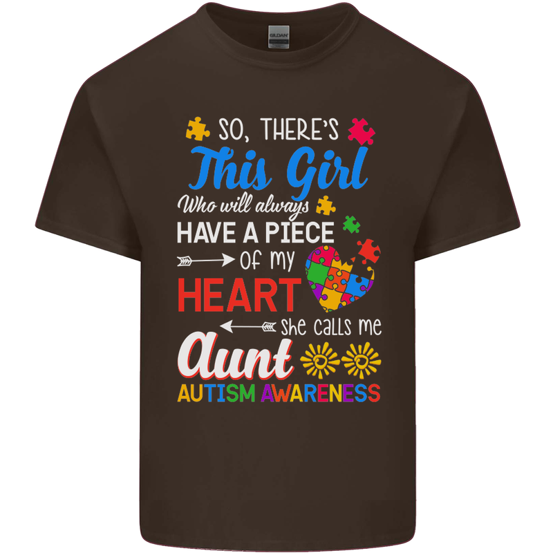 She Calls Me Aunt Autistic Autism Aunty ASD Mens Cotton T-Shirt Tee Top Dark Chocolate