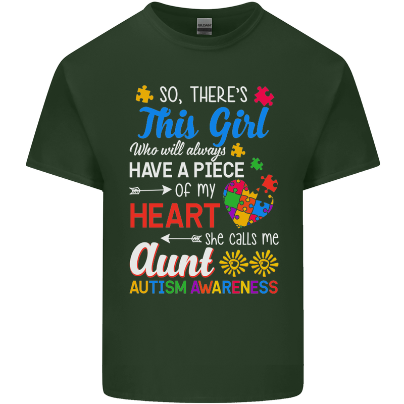 She Calls Me Aunt Autistic Autism Aunty ASD Mens Cotton T-Shirt Tee Top Forest Green
