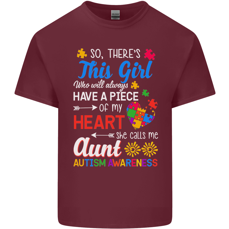 She Calls Me Aunt Autistic Autism Aunty ASD Mens Cotton T-Shirt Tee Top Maroon