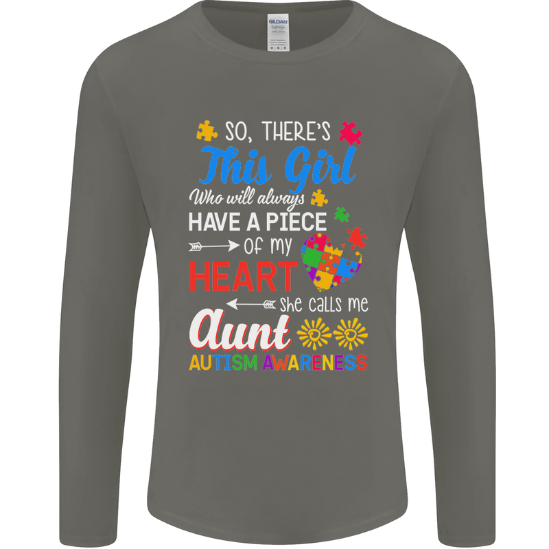 She Calls Me Aunt Autistic Autism Aunty ASD Mens Long Sleeve T-Shirt Charcoal