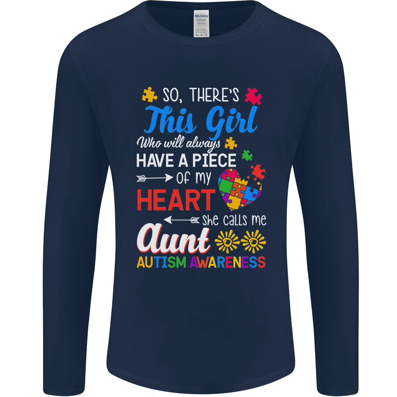 She Calls Me Aunt Autistic Autism Aunty ASD Mens Long Sleeve T-Shirt Navy Blue