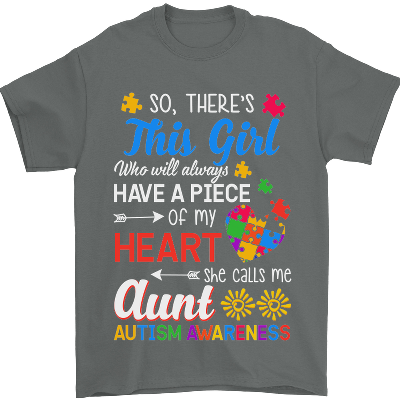 She Calls Me Aunt Autistic Autism Aunty ASD Mens T-Shirt Cotton Gildan Charcoal