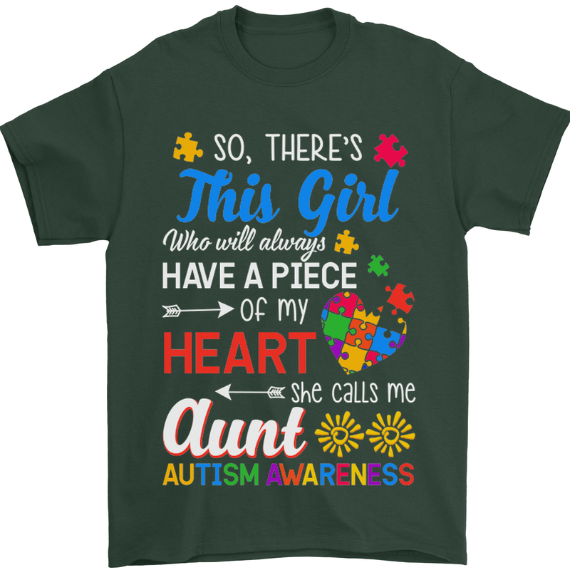 She Calls Me Aunt Autistic Autism Aunty ASD Mens T-Shirt Cotton Gildan Forest Green