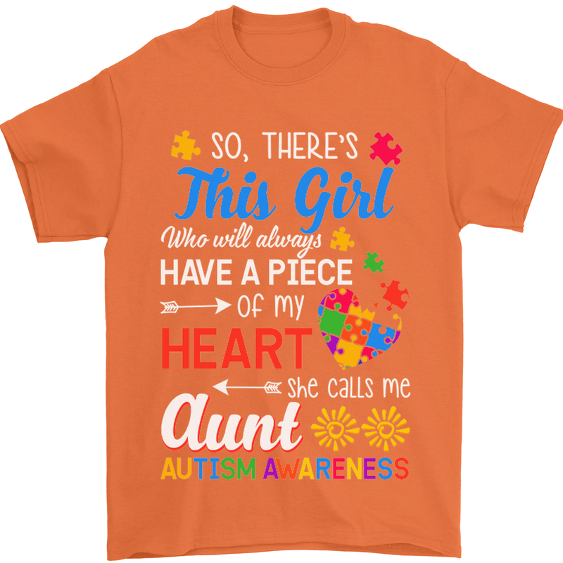 She Calls Me Aunt Autistic Autism Aunty ASD Mens T-Shirt Cotton Gildan Orange