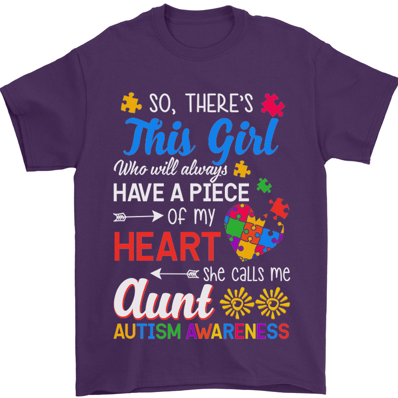 She Calls Me Aunt Autistic Autism Aunty ASD Mens T-Shirt Cotton Gildan Purple