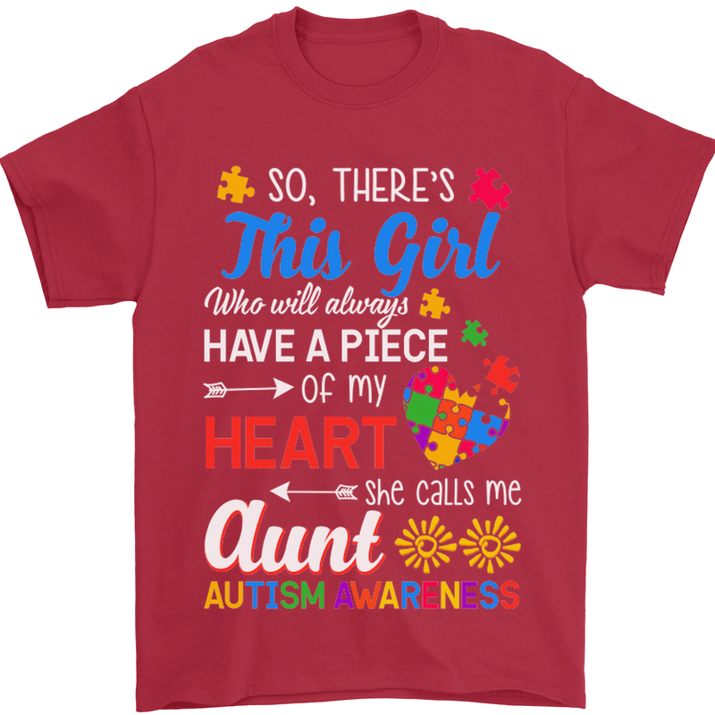 She Calls Me Aunt Autistic Autism Aunty ASD Mens T-Shirt Cotton Gildan Red