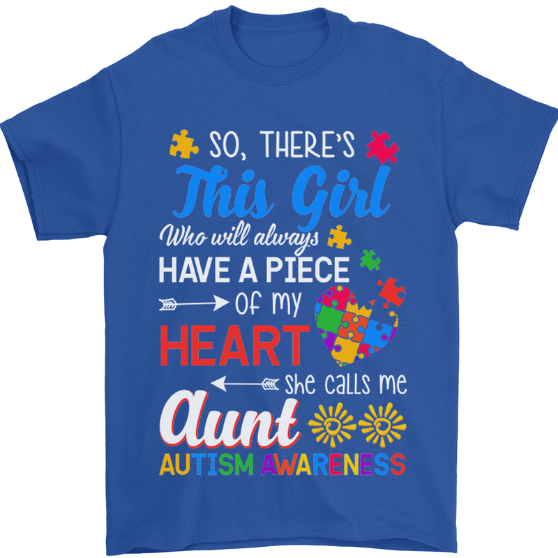 She Calls Me Aunt Autistic Autism Aunty ASD Mens T-Shirt Cotton Gildan Royal Blue