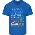 She Calls Me Aunt Autistic Autism Aunty ASD Mens V-Neck Cotton T-Shirt Royal Blue