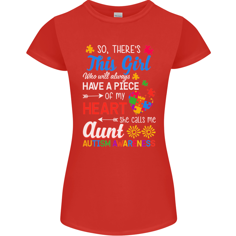 She Calls Me Aunt Autistic Autism Aunty ASD Womens Petite Cut T-Shirt Red